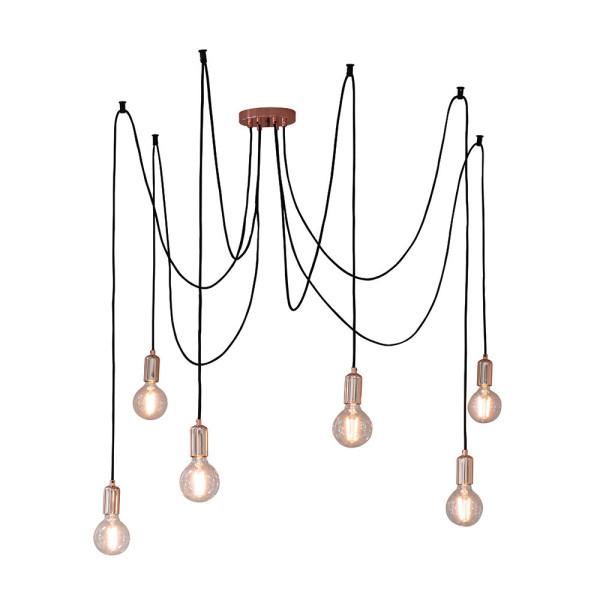 Lampa wisząca STUDIO pająk miedziano-czarna 6xE27x40W IP20 Endon 988665
