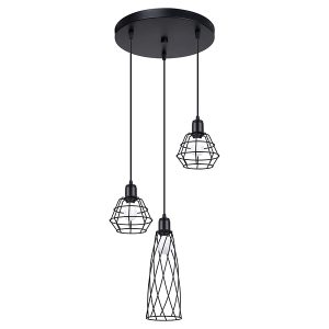 Lampa wisząca Suba 3-punktowa 120 cm stalowa czarna 329001 Lampa wisząca Suba 3-punktowa 120 cm stalowa czarna 329001
