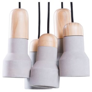 Lampa wisząca sufitowa beton 5 kloszy szara 60808 Lampa wisząca sufitowa beton 5 kloszy szara 60808