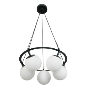 Lampa wisząca sufitowa EDYLIT białe klosze loft LED 5xE14 ANKOR 15-360 1005233 Lampa wisząca sufitowa EDYLIT białe klosze loft LED 5xE14 ANKOR 15-360 1005233