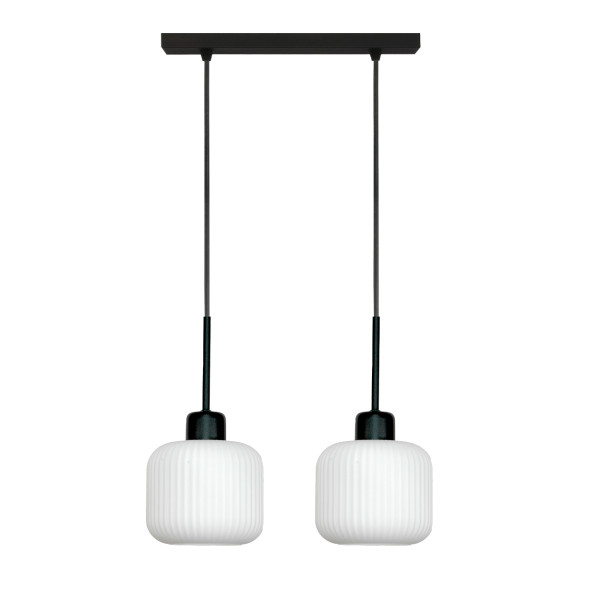 Lampa wisząca sufitowa EDYLIT biały klosz loft 2xE27 BEKA BIANCO 14-968 1048811