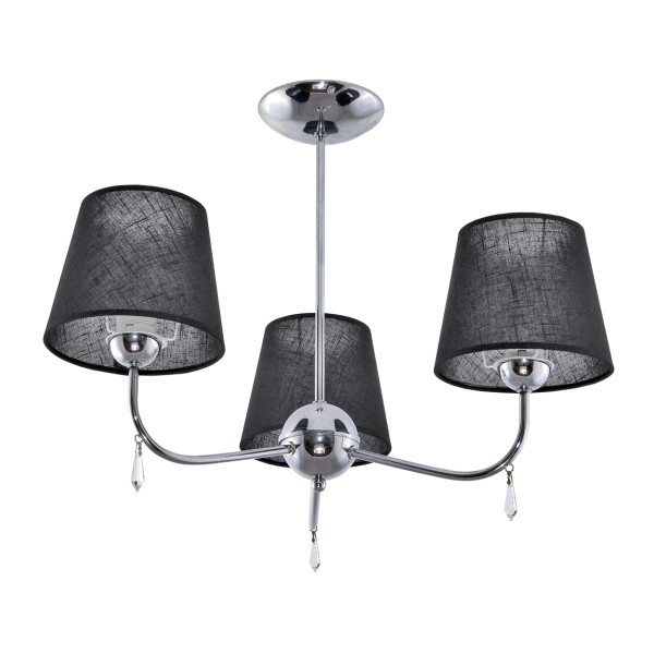 Lampa wisząca sufitowa EDYLIT chrom czarny abażur 3xE27 BRIGIT NEGRO 11-242 1048934