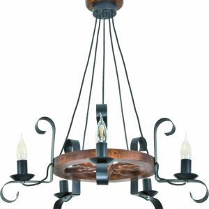 Lampa wisząca sufitowa EDYLIT drewniana retro vintage 5xE14 ERNEST 11-920 1005195 Lampa wisząca sufitowa EDYLIT drewniana retro vintage 5xE14 ERNEST 11-920 1005195