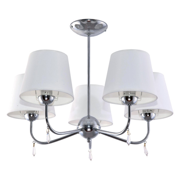 Lampa wisząca sufitowa EDYLIT glamour chrom 5xE27 BRIGIT BIANCO 11-230 1048985
