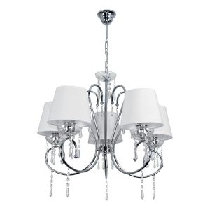 Lampa wisząca sufitowa EDYLIT glamour chrom 5xE27 NOLA BIANCO 12-380 1048950 Lampa wisząca sufitowa EDYLIT glamour chrom 5xE27 NOLA BIANCO 12-380 1048950