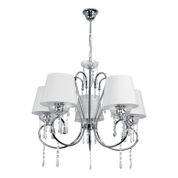 Lampa wisząca sufitowa EDYLIT glamour chrom 5xE27 NOLA BIANCO 12-380 1048950