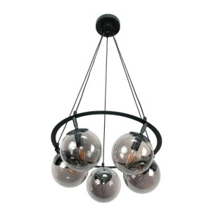 Lampa wisząca sufitowa EDYLIT grafitowe klosze loft LED 5xE14 ANKOR 15-370 1005213 Lampa wisząca sufitowa EDYLIT grafitowe klosze loft LED 5xE14 ANKOR 15-370 1005213