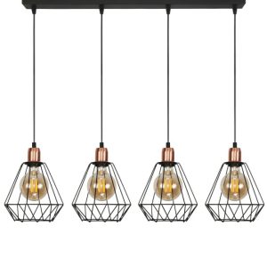 Lampa wisząca sufitowa EDYLIT loft druciane klosze 4xE27 TARIS 14-501 1048929 Lampa wisząca sufitowa EDYLIT loft druciane klosze 4xE27 TARIS 14-501 1048929