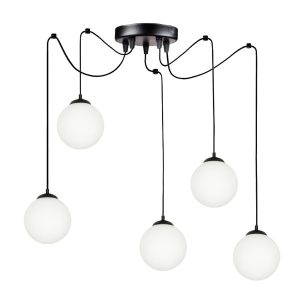 Lampa wisząca sufitowa EDYLIT pająk białe kule loft 5xE14 BRONX 13-760 1005235
