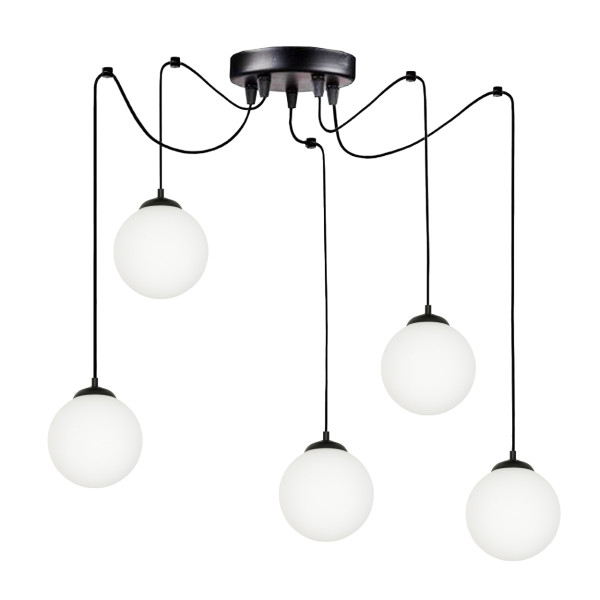 Lampa wisząca sufitowa EDYLIT pająk białe kule loft 5xE14 BRONX 13-760 1005235