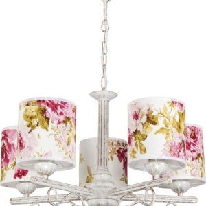 Lampa wisząca sufitowa EDYLIT retro abażur w kwiatki 5xE27 MORGAN 9-880 1048939