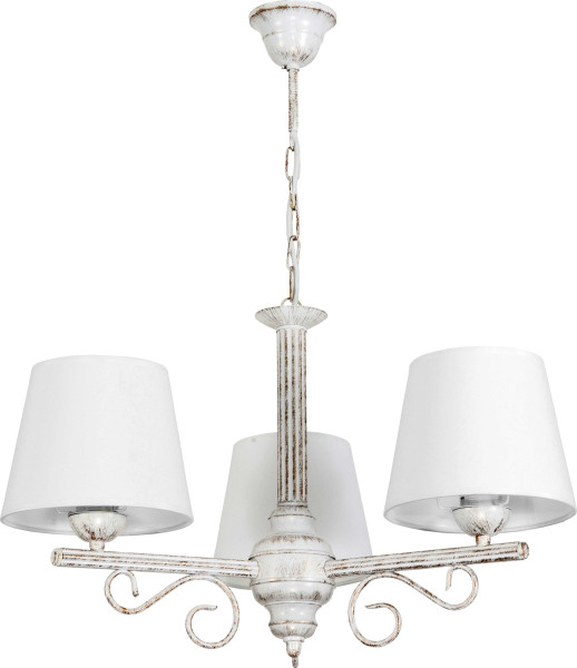Lampa wisząca sufitowa EDYLIT vintage biały abażur retro 3xE27 METTE 9-892 1048917