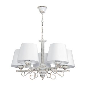Lampa wisząca sufitowa EDYLIT vintage biały abażur retro 5xE27 METTE 9-890 1048885