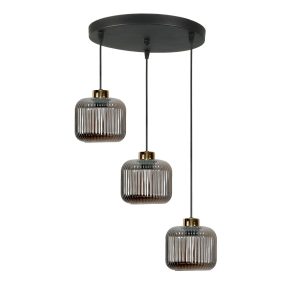 Lampa wisząca sufitowa kaskada LED grafit klosze loft 3xE27 KORN 14-972 1048824