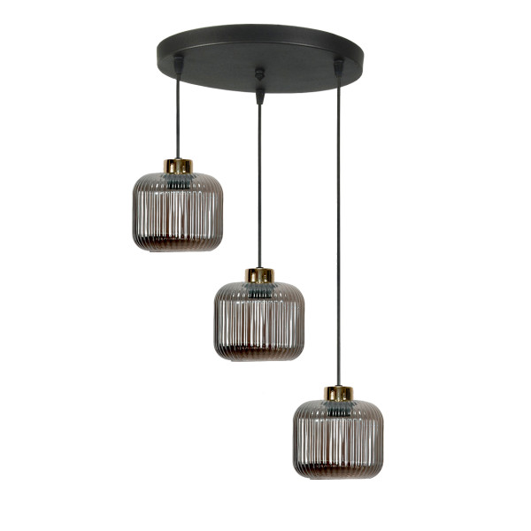Lampa wisząca sufitowa kaskada LED grafit klosze loft 3xE27 KORN 14-972 1048824