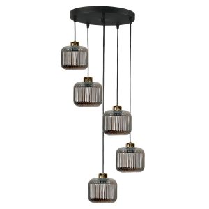 Lampa wisząca sufitowa kaskada LED zwis grafit klosze 5xE27 KORN 14-970 1048935