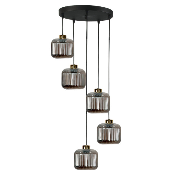 Lampa wisząca sufitowa kaskada LED zwis grafit klosze 5xE27 KORN 14-970 1048935