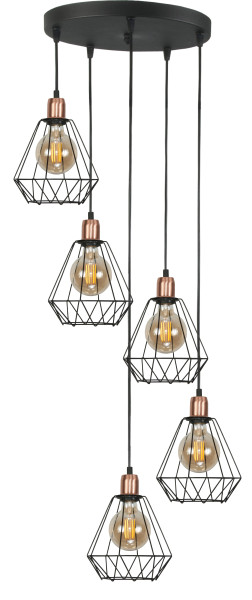 Lampa wisząca sufitowa LED druciane klosze loft EDYLIT 5xE27 SALEN 14-579 1005197