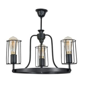 Lampa wisząca sufitowa loft EDYLIT druciane czarne klosze 3xE27 TORI 12-442 1048295 Lampa wisząca sufitowa loft EDYLIT druciane czarne klosze 3xE27 TORI 12-442 1048295