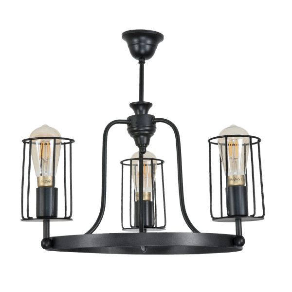 Lampa wisząca sufitowa loft EDYLIT druciane czarne klosze 3xE27 TORI 12-442 1048295