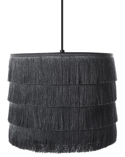 Lampa wisząca sufitowa materiałowy klosz czarna 536873