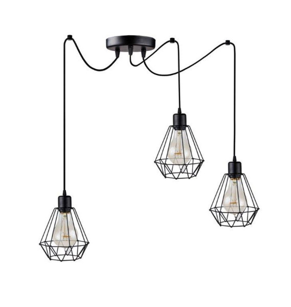 Lampa wisząca sufitowa pająk Triplo Ragno Diamante czarna metal 3xE27 1043622