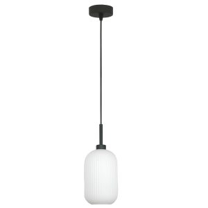 Lampa wisząca sufitowa zwis LED loft biały klosz czarna 1xE27 DENZY 15-091Z 1048955 Lampa wisząca sufitowa zwis LED loft biały klosz czarna 1xE27 DENZY 15-091Z 1048955
