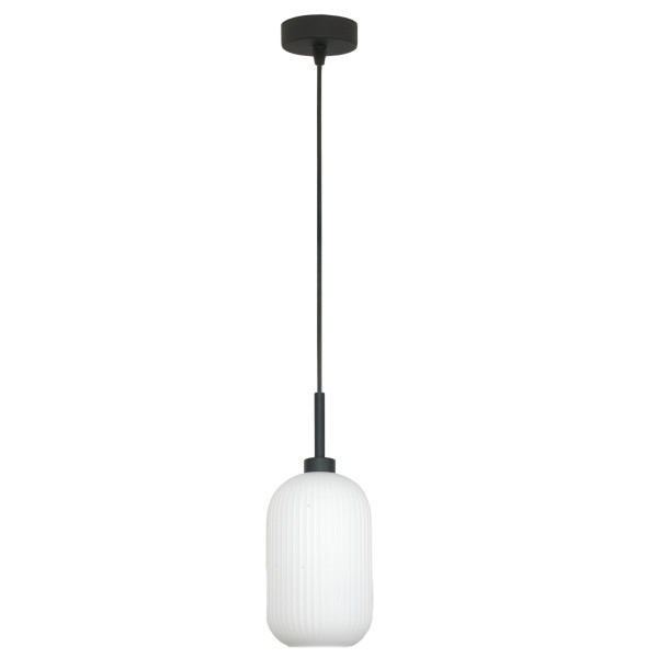 Lampa wisząca sufitowa zwis LED loft biały klosz czarna 1xE27 DENZY 15-091Z 1048955