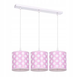 Lampa wisząca sufitowa żyrandol abażur nadruk BIAŁA różowa 335619