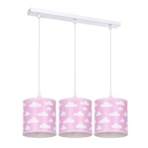 Lampa wisząca sufitowa żyrandol abażur nadruk biała różowa 335610