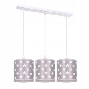 Lampa wisząca sufitowa żyrandol abażur nadruk GWIAZDKI szara 335612