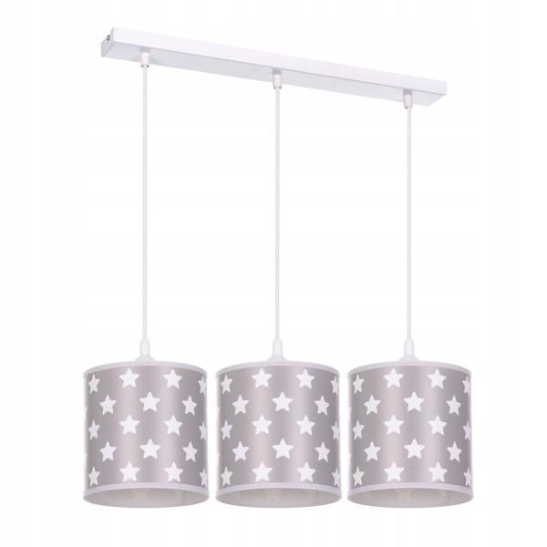 Lampa wisząca sufitowa żyrandol abażur nadruk GWIAZDKI szara 335612