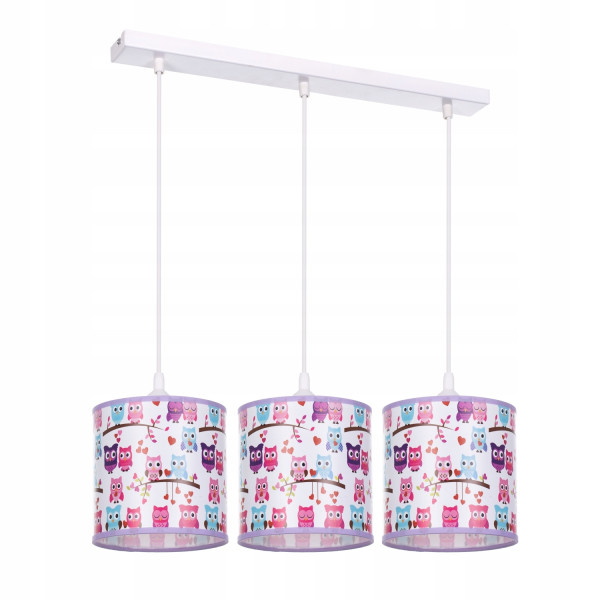 Lampa wisząca sufitowa żyrandol abażur nadruk SÓWKI sowy 335603
