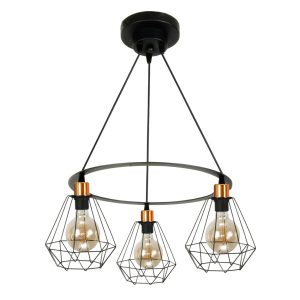 Lampa wisząca sufitowa żyrandol loft druciane klosze LED 3xE27 ITZA 14-362 1005214 Lampa wisząca sufitowa żyrandol loft druciane klosze LED 3xE27 ITZA 14-362 1005214