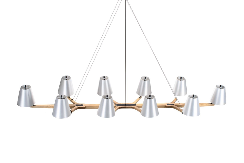 Lampa Wisząca Sufitowa Żyrandol MONALE 10 Srebrnych Kloszy Salon Jadalnia 1053568