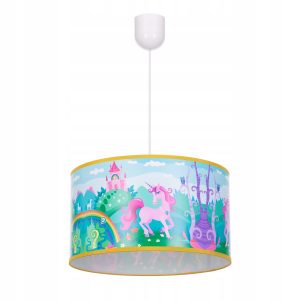 Lampa wisząca sufitowa żyrandol nadruk JEDNOROŻEC abażur 335621 Lampa wisząca sufitowa żyrandol nadruk JEDNOROŻEC abażur 335621