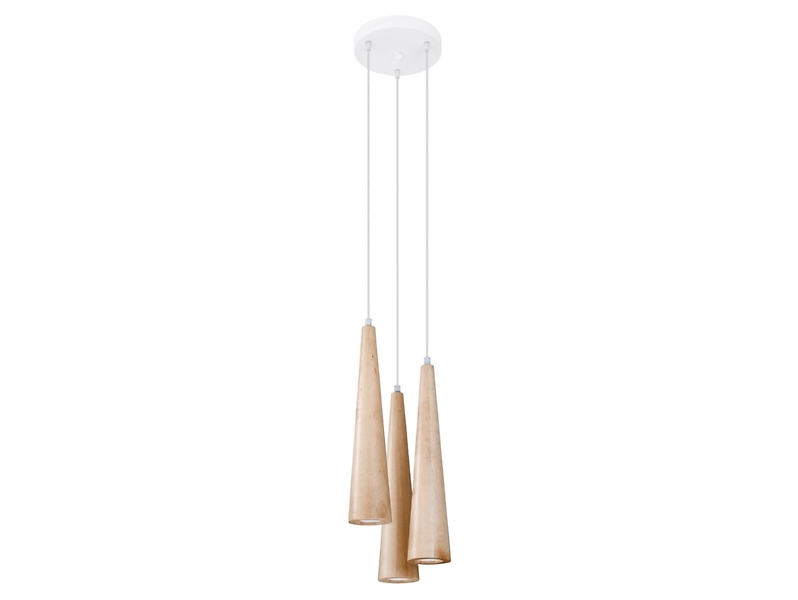 Lampa wisząca Sula 3-punktowa drewniana beżowa 72723