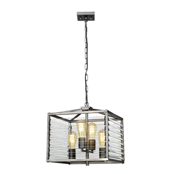 Lampa wisząca szara Louvre 4xE27x60W wym: 202,4x39,4x39,4 cm Elstead 849191