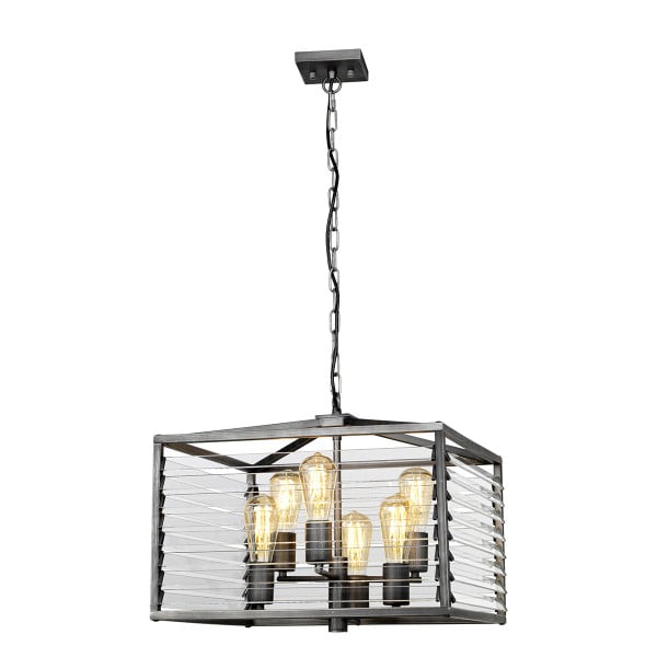 Lampa wisząca szara Louvre 6xE27x60W wym: 351,9x49,3x49,3 cm Elstead 849547