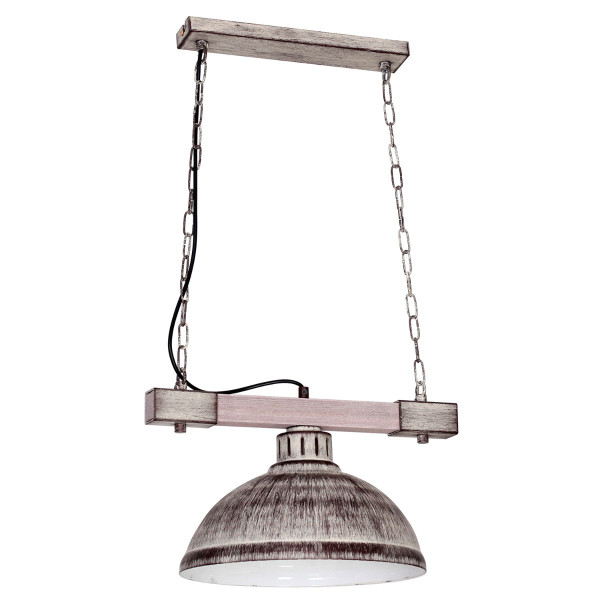 Lampa wisząca szaro-aluminiowy-jasne drewno Hakon 1xE27x15W Luminex 846192