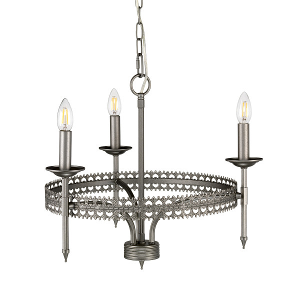 Lampa wisząca szaro-rdzawe żelazo Crown 3xE14x60W Elstead 851035