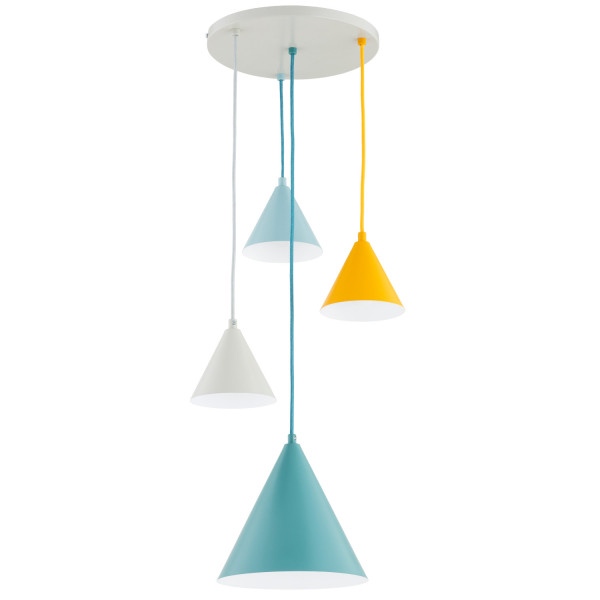 Lampa wisząca szaro-turkusowa-żółta GANNA 4xE27x15W wym: 95x40x40 cm Alfa 841924