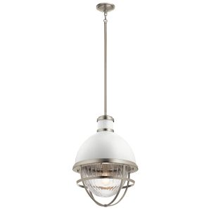 Lampa wisząca szczotkowany nikiel-biel Tollis 1xE27x40W Quintiesse 849527 Lampa wisząca szczotkowany nikiel-biel Tollis 1xE27x40W Quintiesse 849527