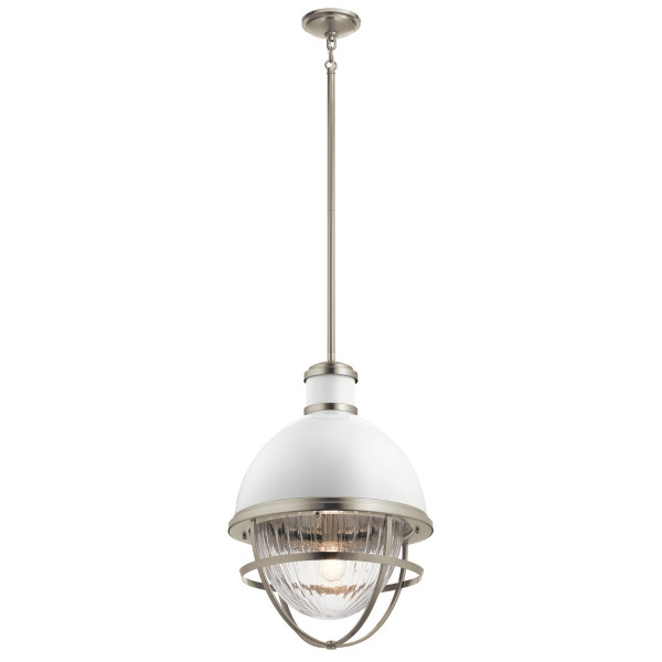 Lampa wisząca szczotkowany nikiel-biel Tollis 1xE27x40W Quintiesse 849527