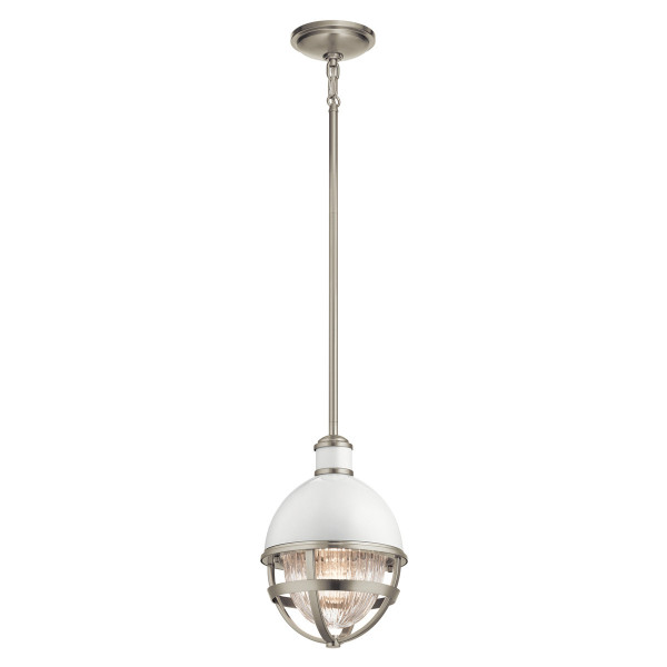 Lampa wisząca szczotkowany nikiel-biel Tollis 1xE27x40W Quintiesse 849362