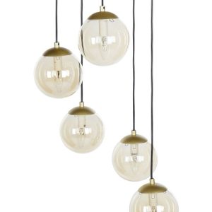 Lampa wisząca szklana 5-punktowa złota 537418 Lampa wisząca szklana 5-punktowa złota 537418