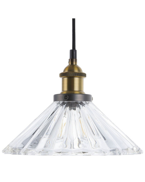 Lampa wisząca szklany klosz mosiężna 383772