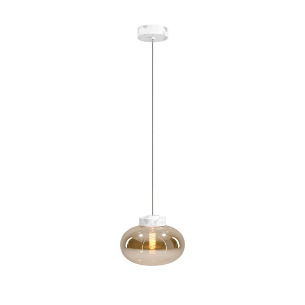 Lampa wisząca szkło bursztynowo-biały marmur MOONSTONE 1xE27x7W Maxlight 845875
