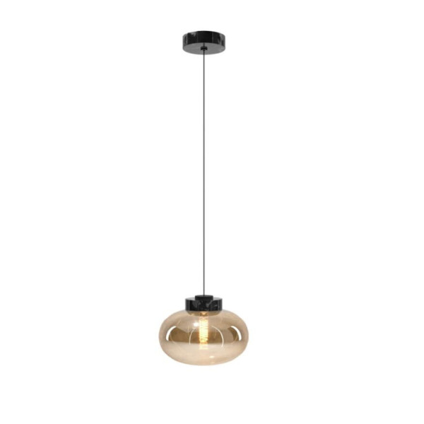 Lampa wisząca szkło bursztynowo-czarny marmur MOONSTONE 1xE27x7W Maxlight 846646