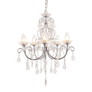 Lampa wisząca TABITHA kryształki chromowana 5xG9x8W IP44 Endon 1023769